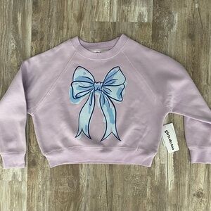 Girls' Purple Sweatshirt with Blue Bow